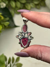 Pink Tourmaline & Rhodolite Garnet and White Topaz Pendant - #1