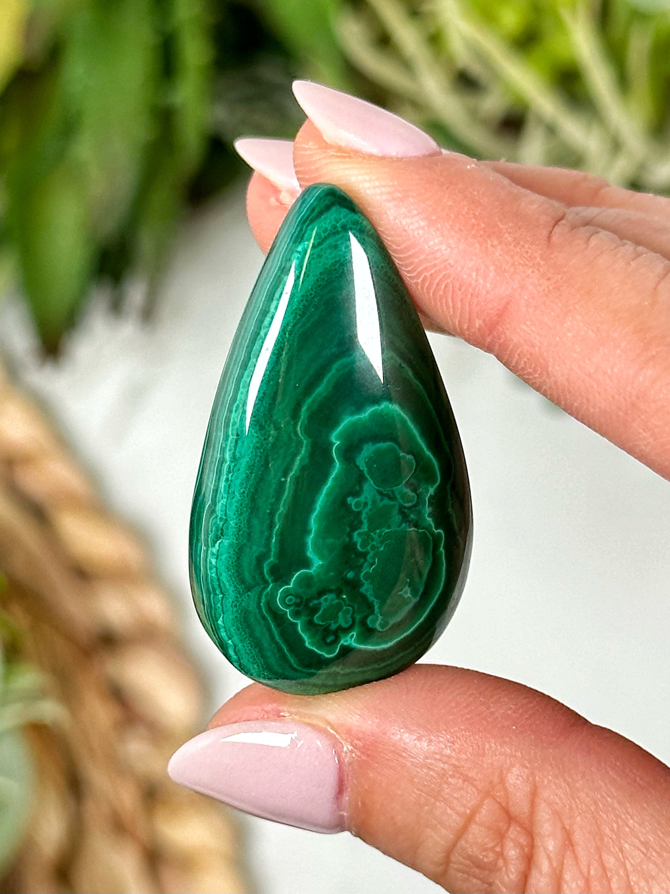 Malachite Teardrop Cabochon - #1