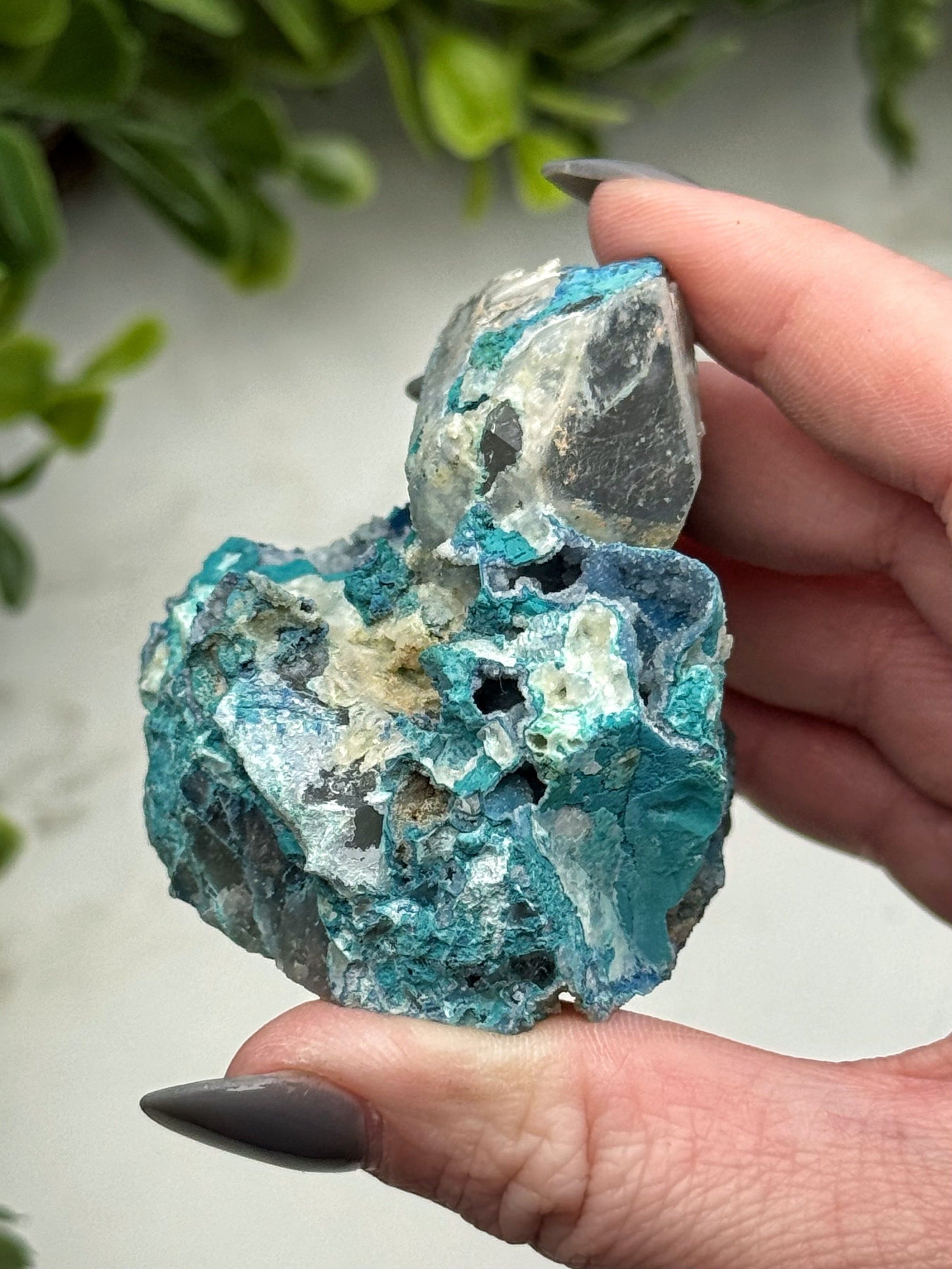 Shattuckite with Quartz - #13
