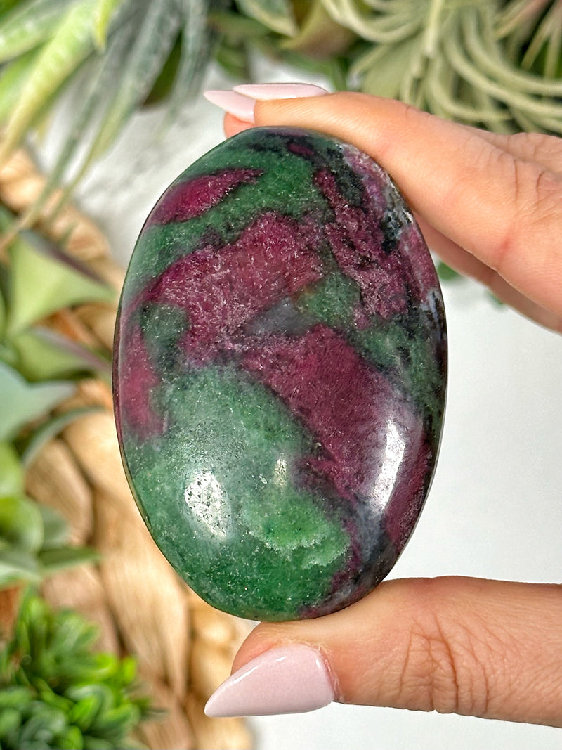 Ruby and Zoisite Palmstone - #1