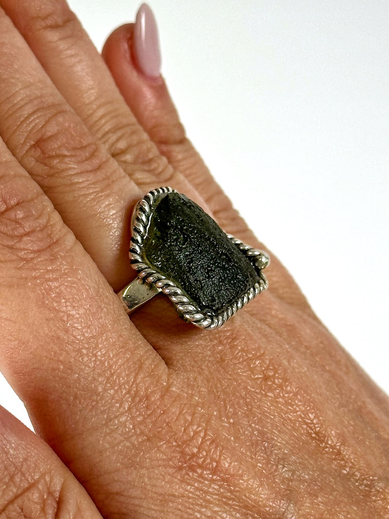 Genuine Moldavite Ring - #1