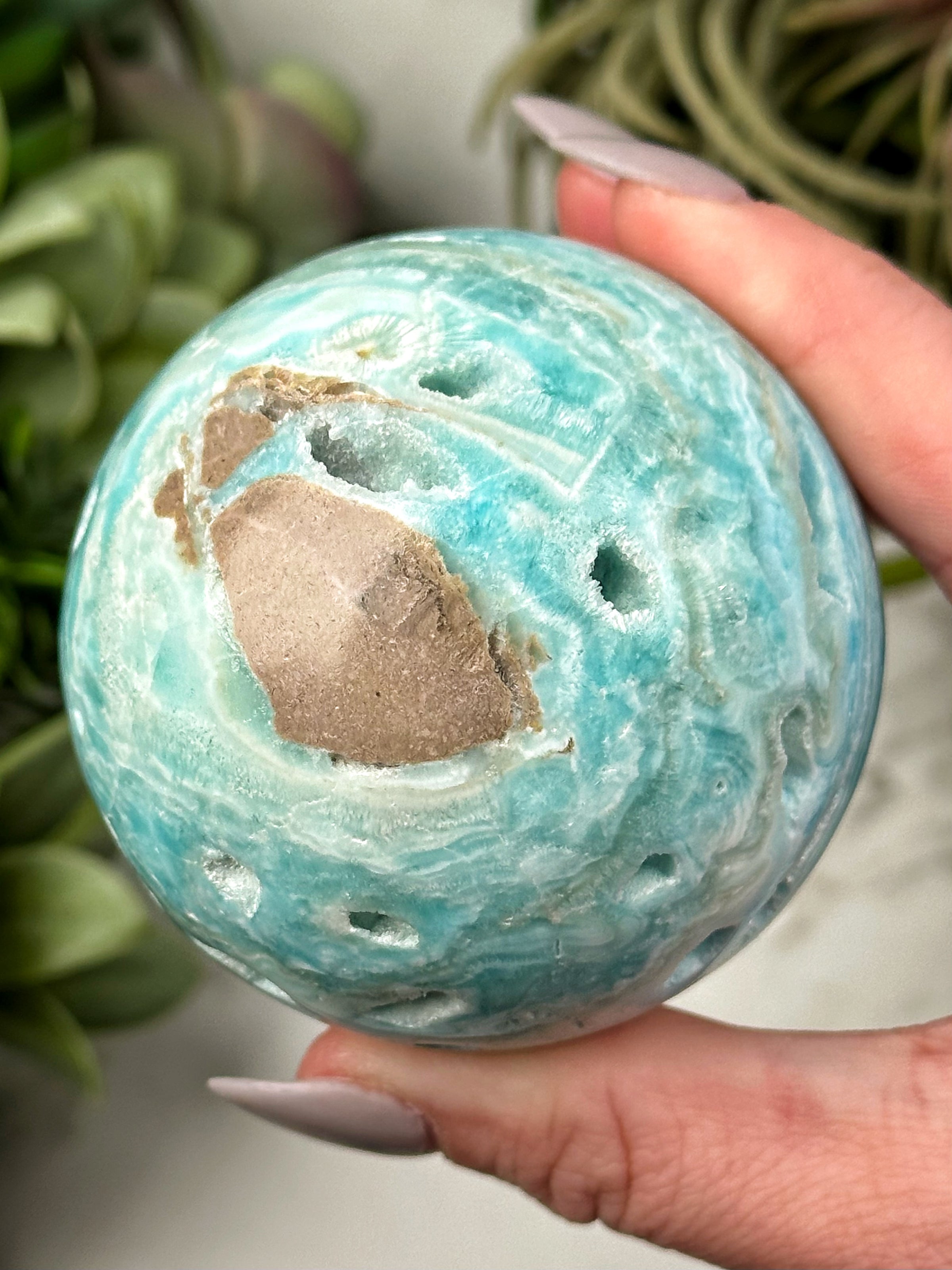 Blue Aragonite Sphere - #3