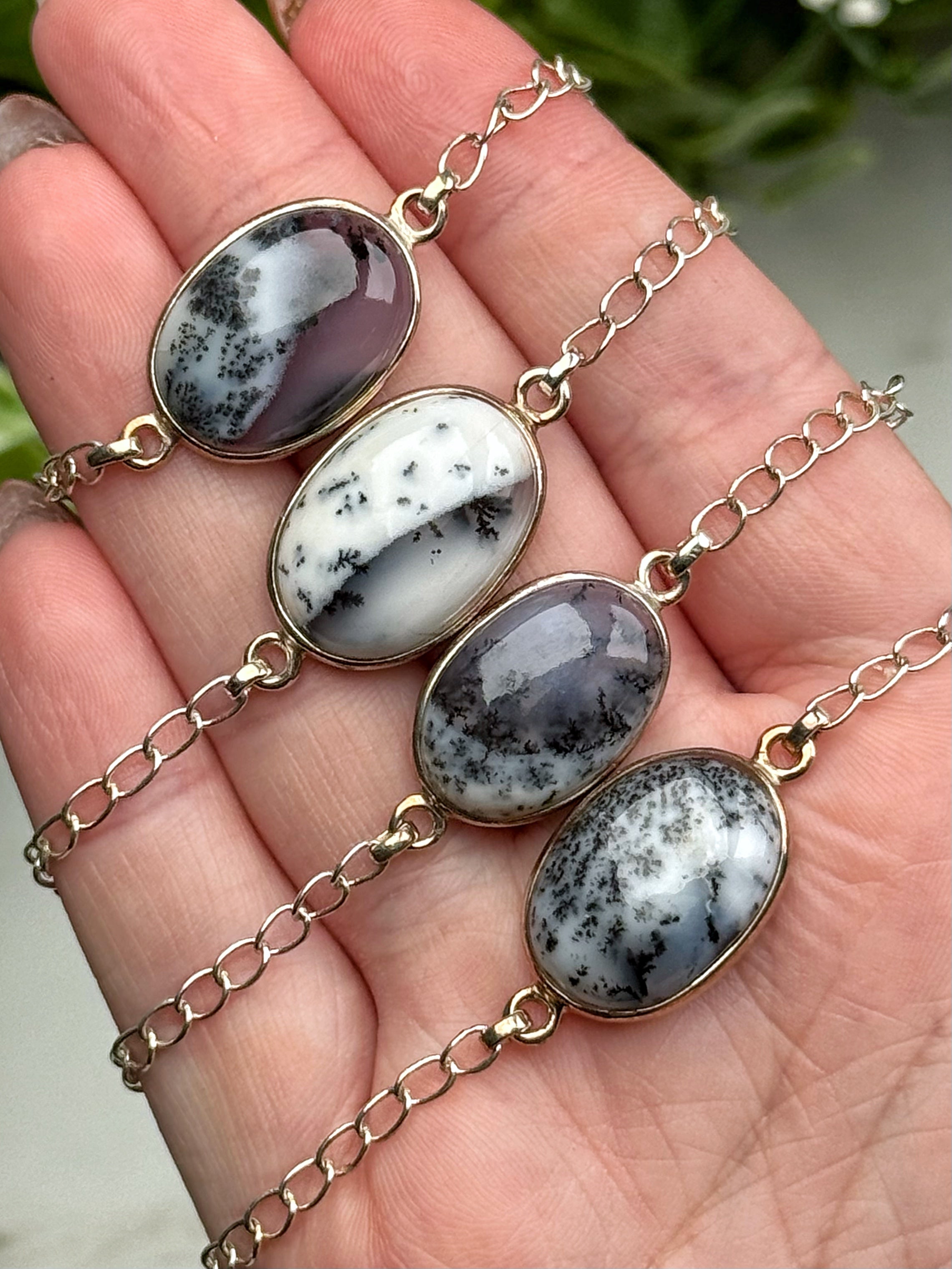 Dendritic Opal Bracelets - Root & Crown Chakra - No. 81