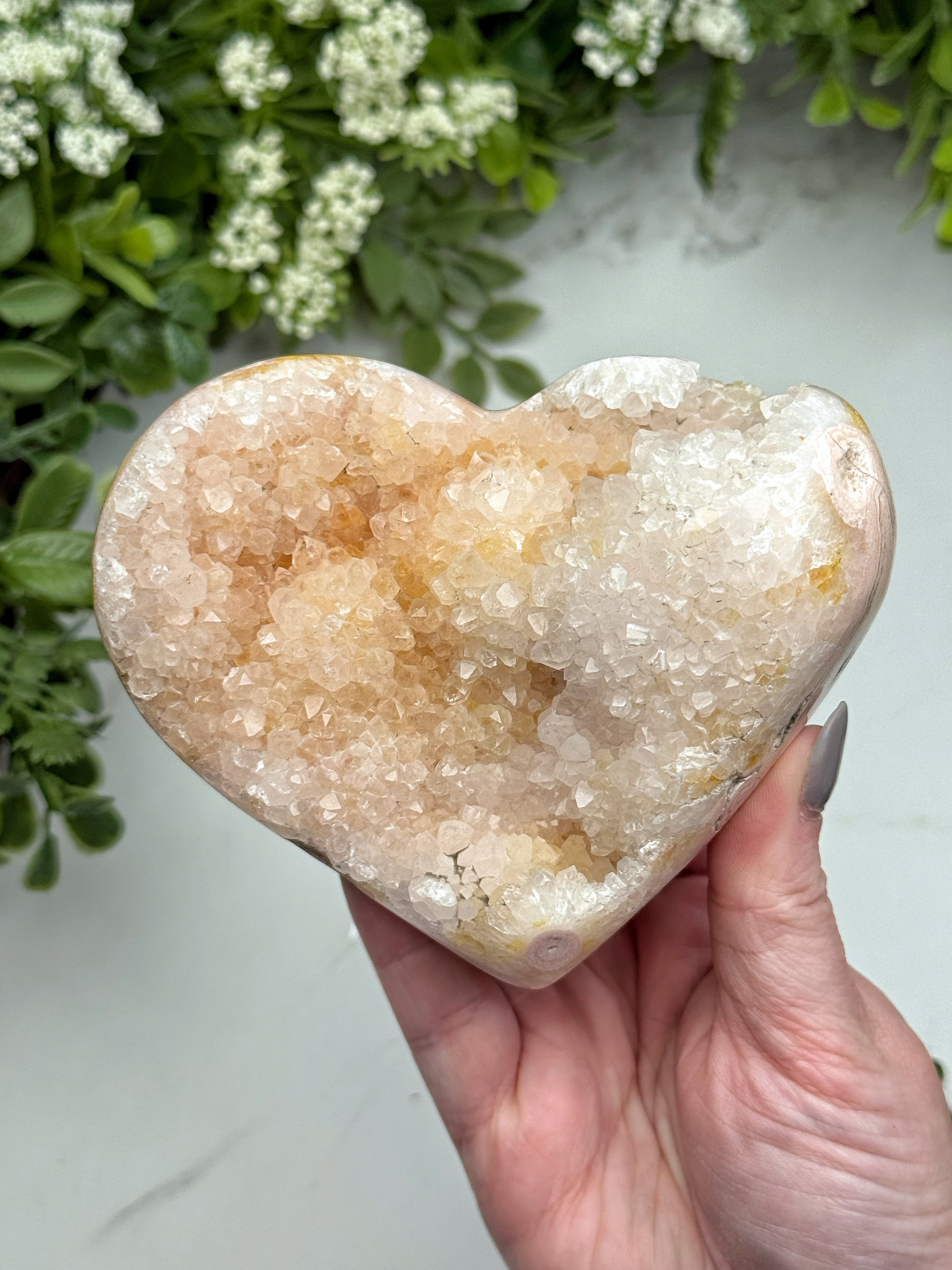 Druzy Rhodonite Heart - #1