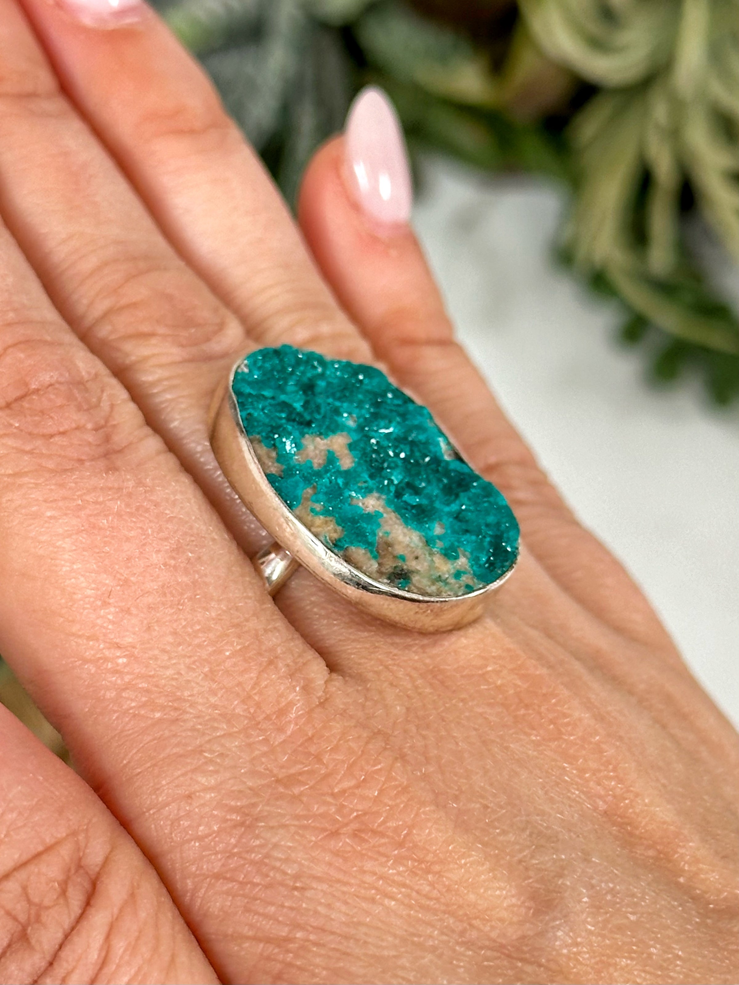 Sparkly Dioptase Ring - #1