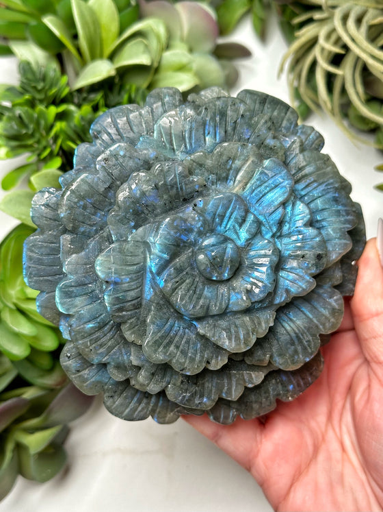 Labradorite Flower Carving - #7