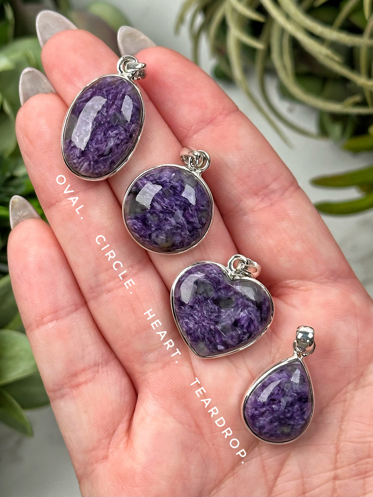 Charoite Pendants - Root, Third-Eye & Crown Chakra - No. 55