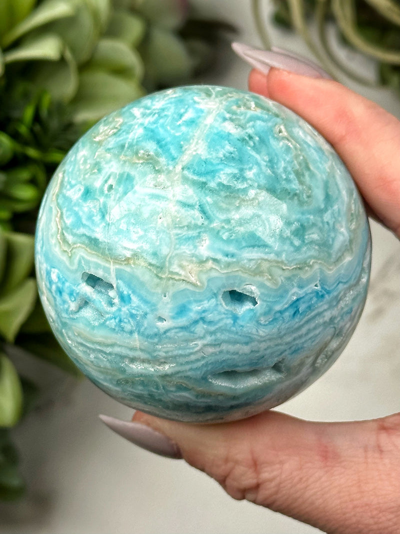 Blue Aragonite Sphere - #3
