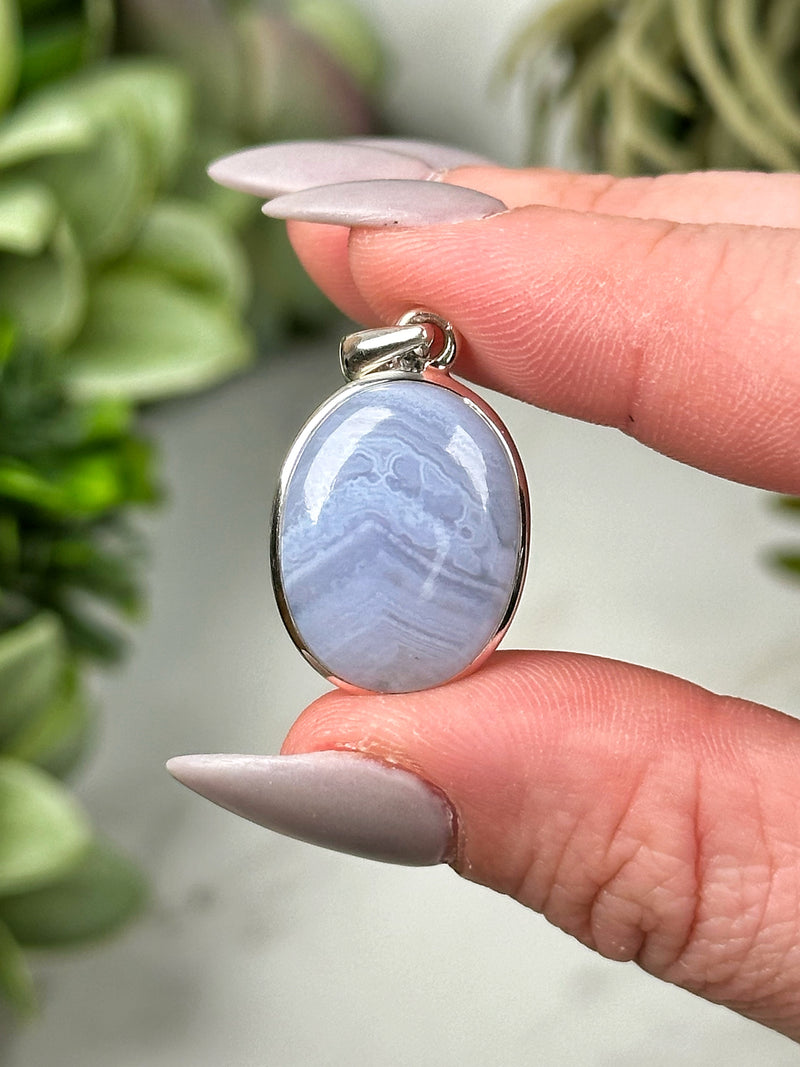 Blue Lace Agate Pendants - Throat Chakra - No. 56