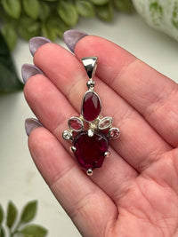 Pink Tourmaline & Rhodolite Garnet and White Topaz Pendant - #1