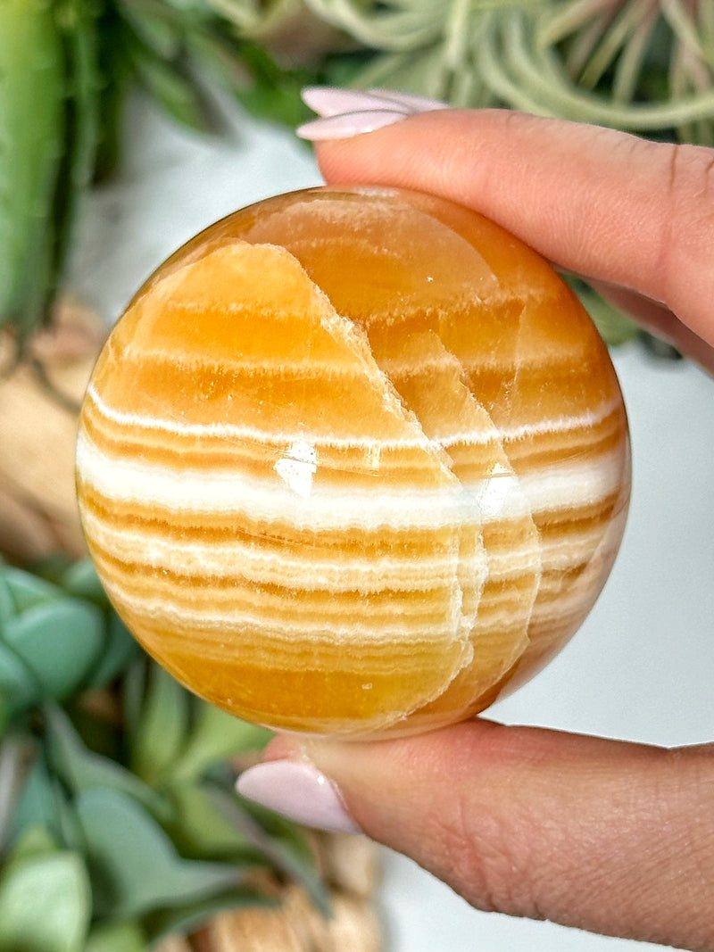 Orange Calcite Sphere - #3