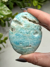 Blue Aragonite Palmstone - #1