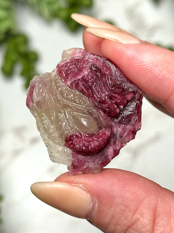 Pink Tourmaline with Quartz Dragon - #1