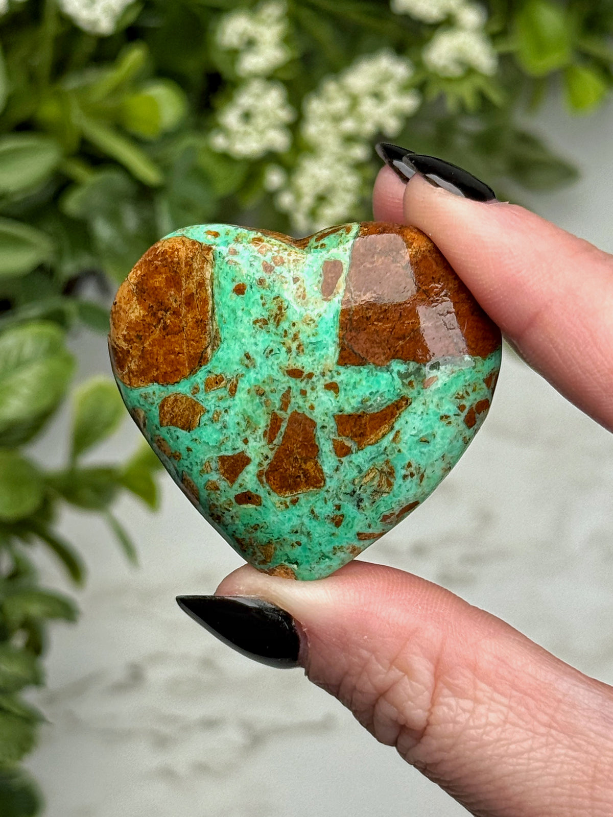 Green Smithsonite Heart - #13