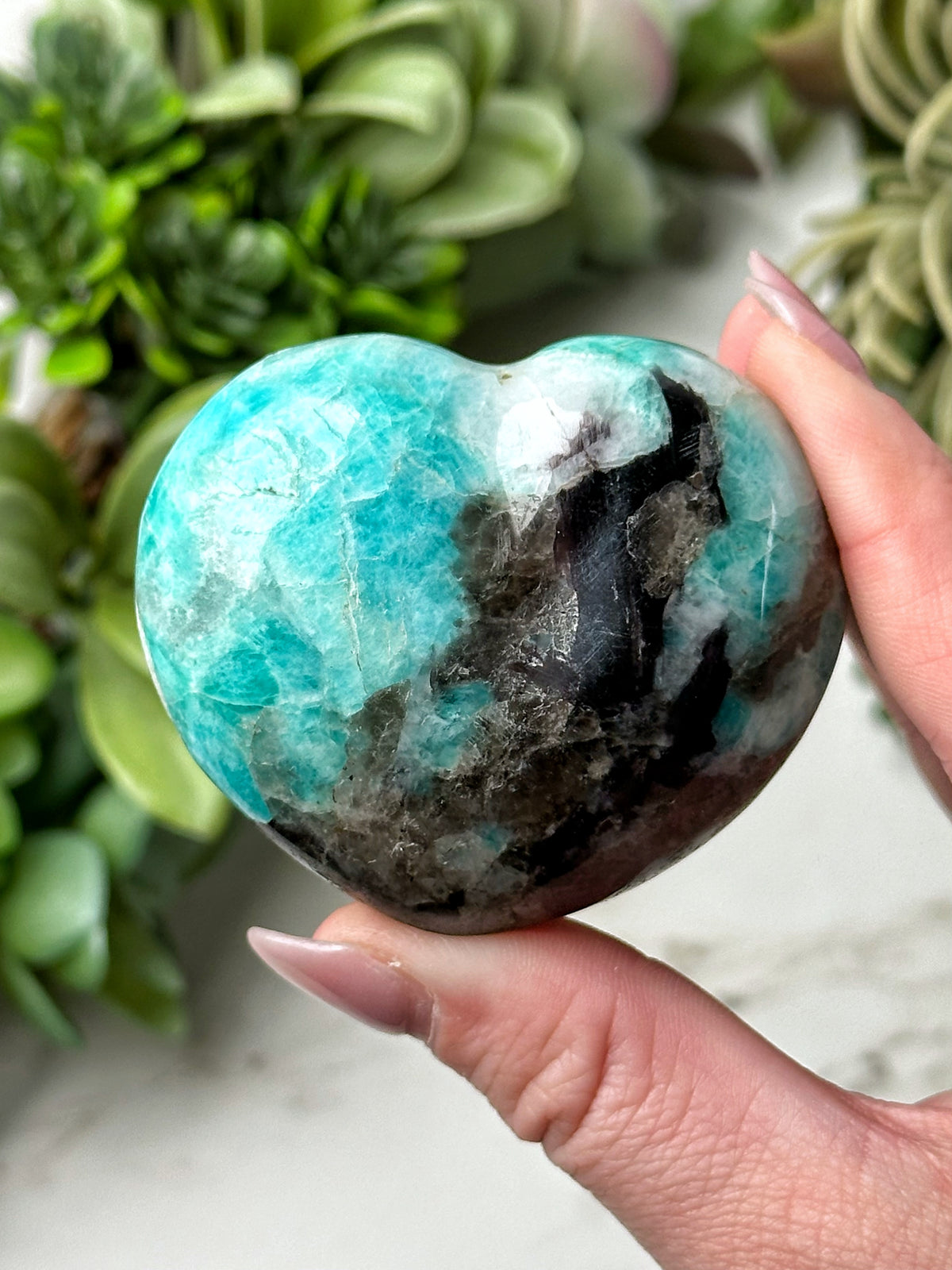 Smoky Amazonite Heart - #15