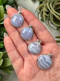 Blue Lace Agate Pendants - Throat Chakra - No. 56