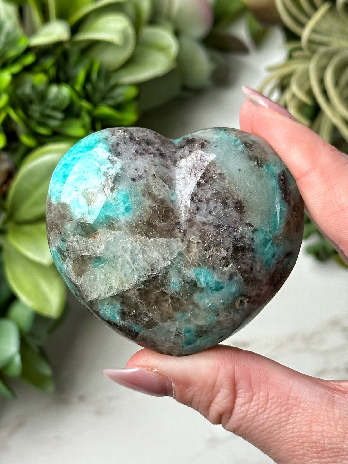Smoky Amazonite Heart - #18