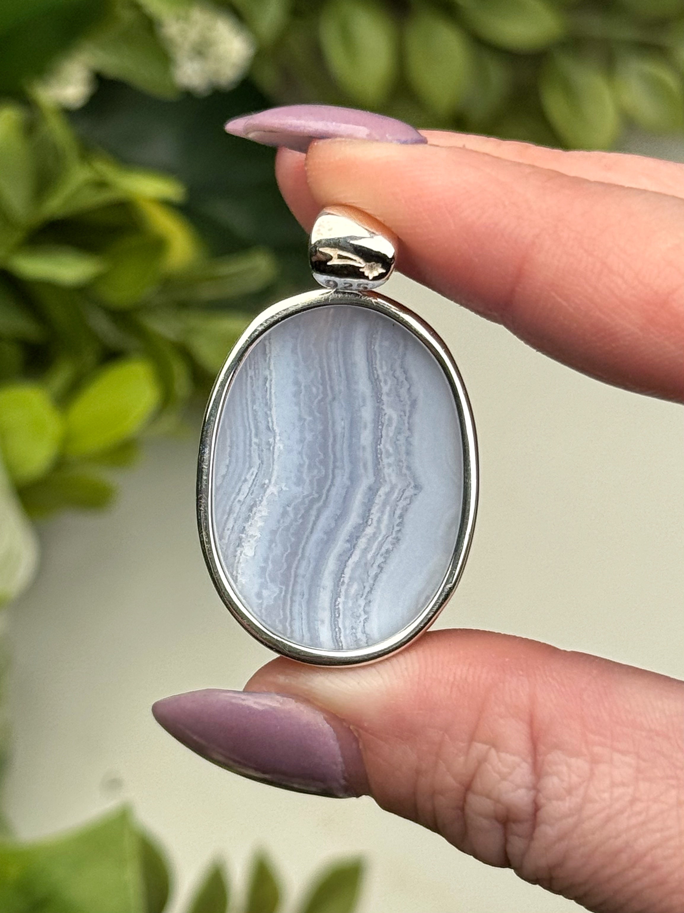 Blue Lace Agate Pendant - #1
