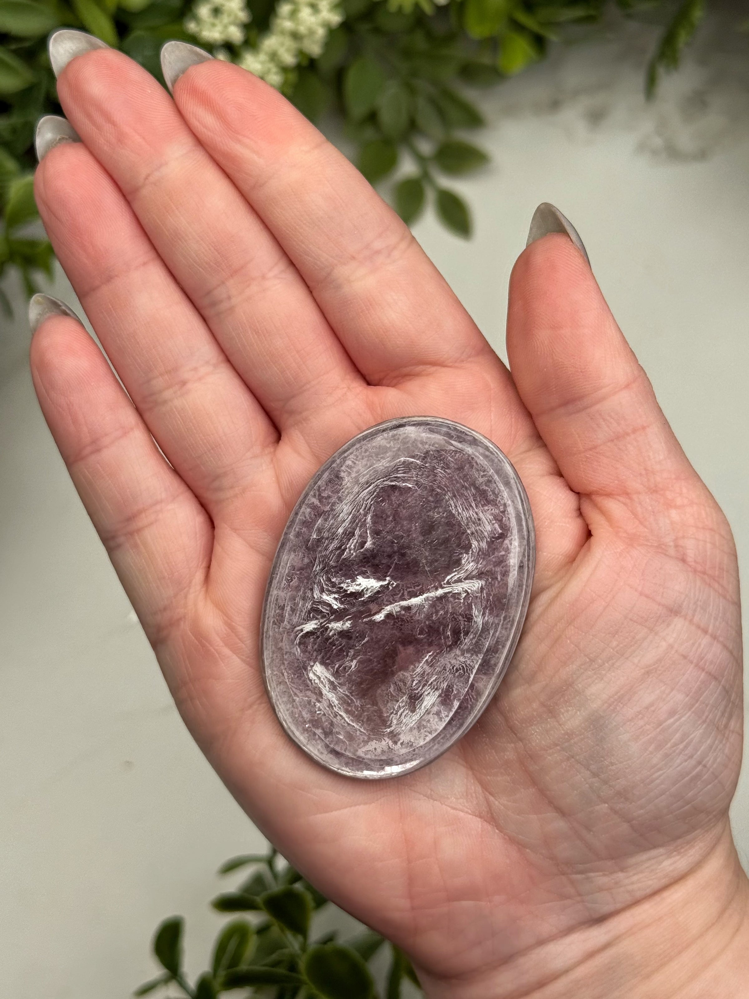 Gem Lepidolite Palmstone - #9