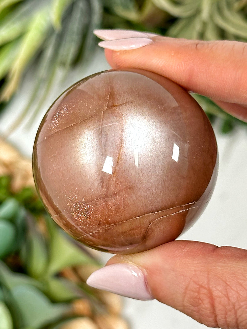 Peach Moonstone with Sunstone Sphere - #1