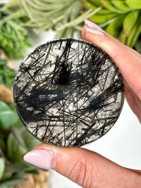 Black Rutilated Quartz Disc - #1