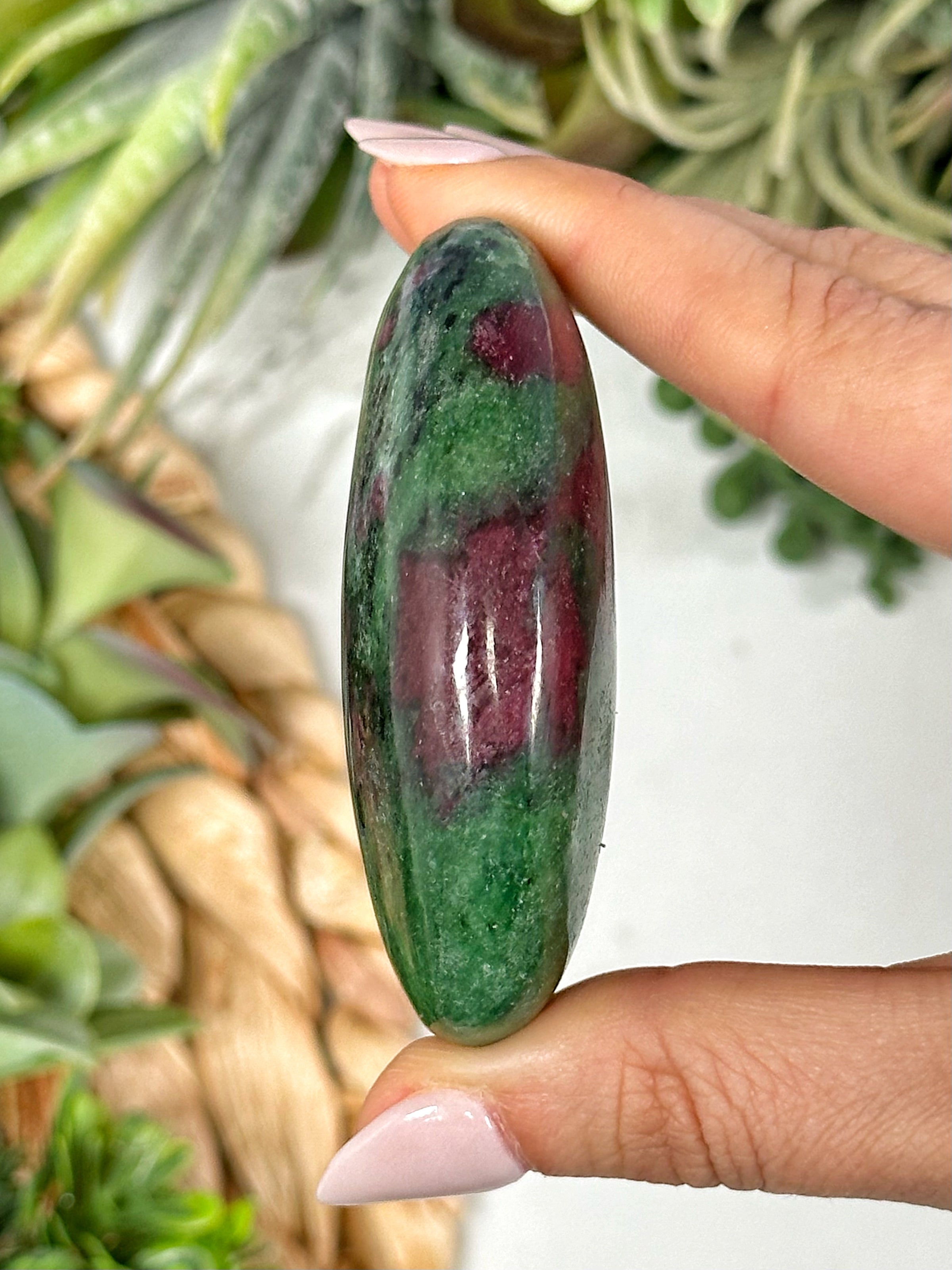 Ruby and Zoisite Palmstone - #1