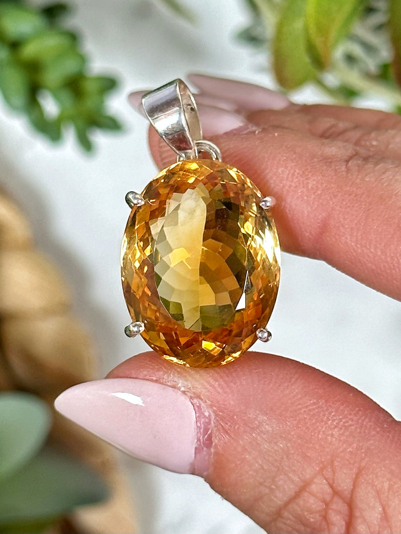 Faceted Citrine Pendant - #1