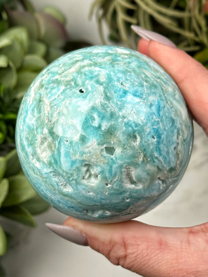 Blue Aragonite Sphere - #4
