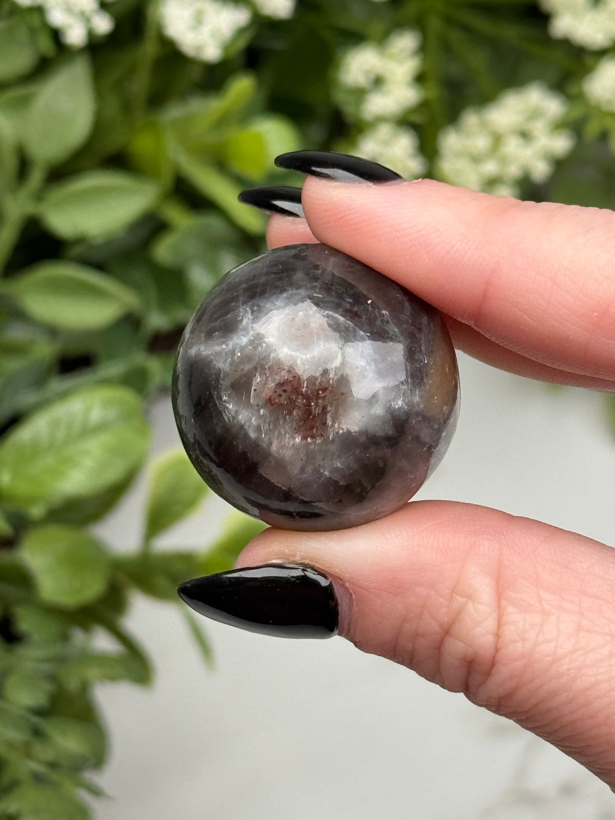 Black Moonstone with Sunstone Sphere - #4