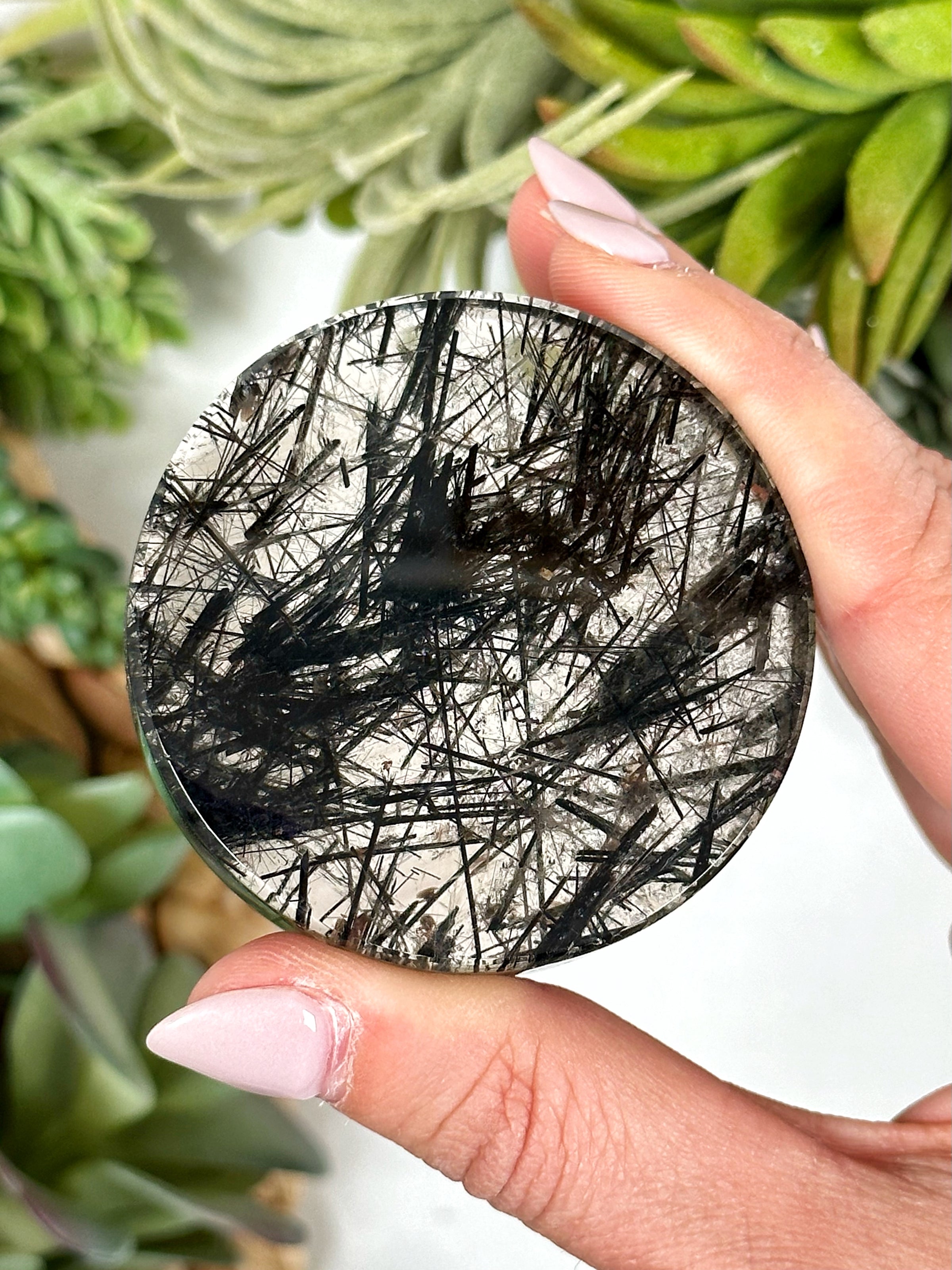 Black Rutilated Quartz Disc #1 – lovingthyselfrocks