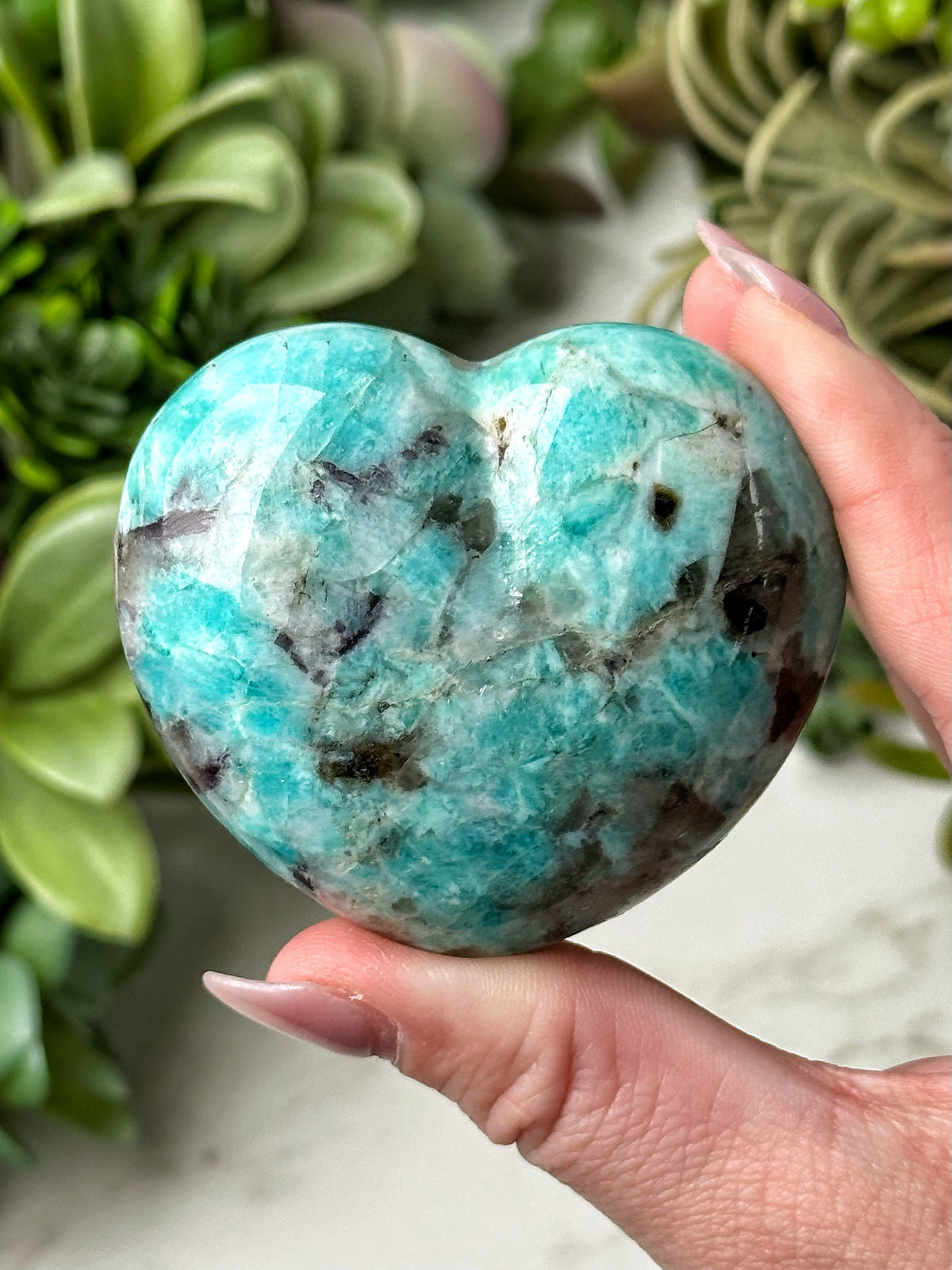 Smoky Amazonite Heart - #13