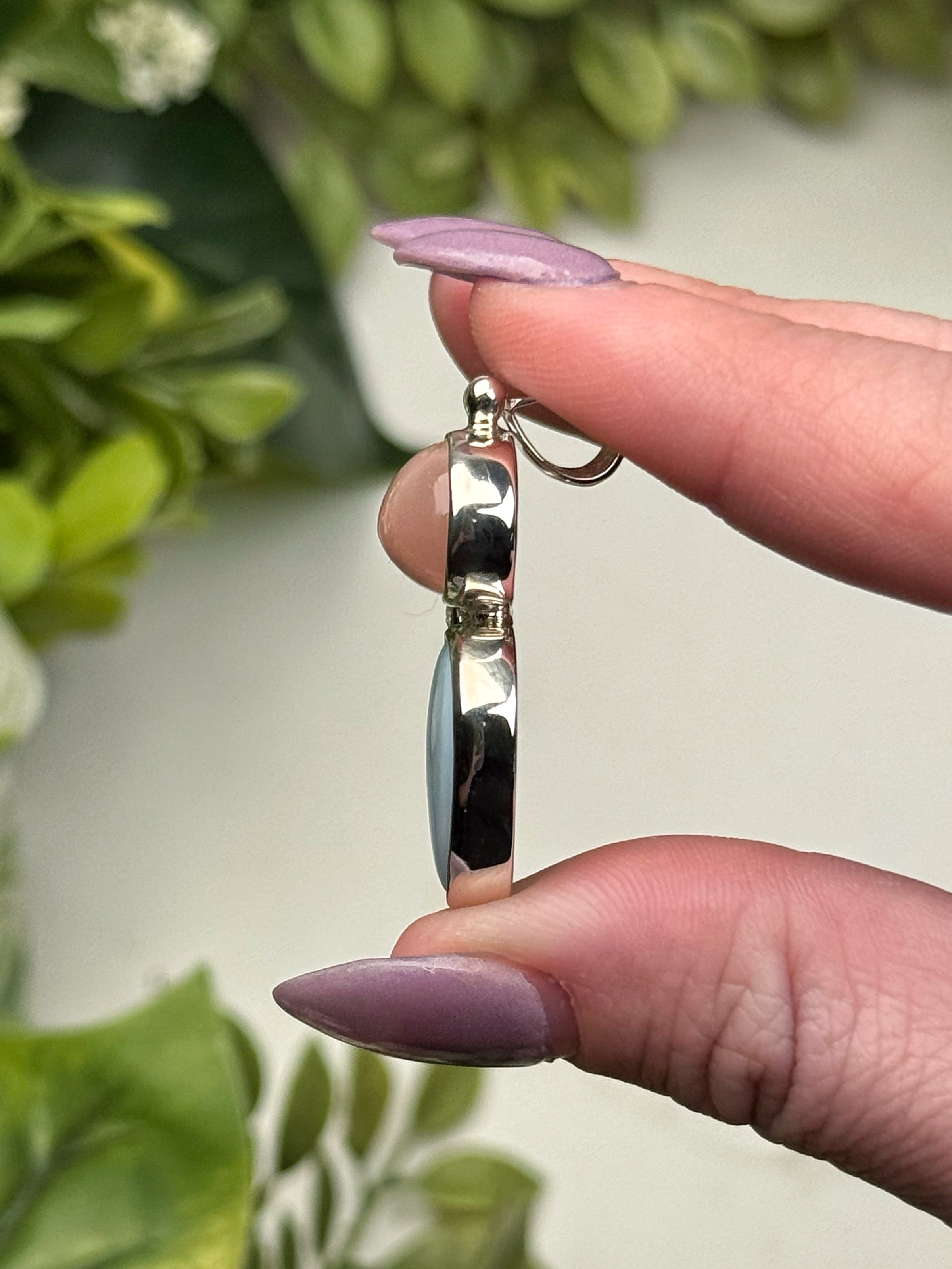 Blue Opal & Rose Quartz Pendant - #3