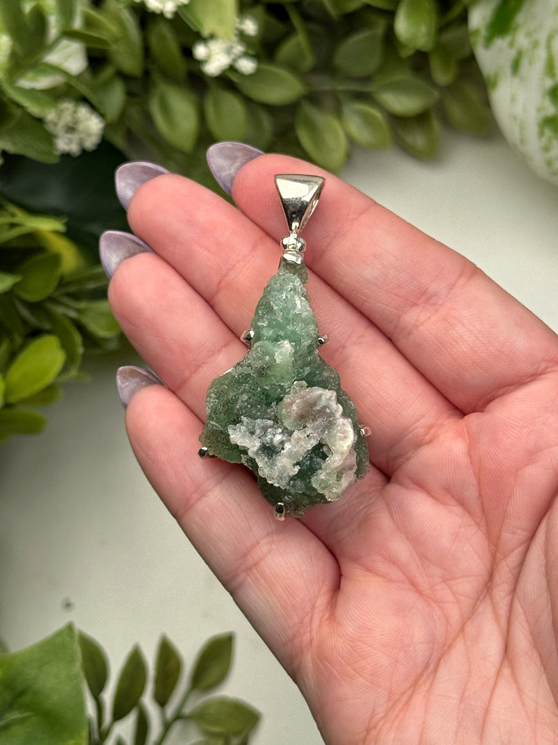 Druzy Green Fluorite Pendant - #1