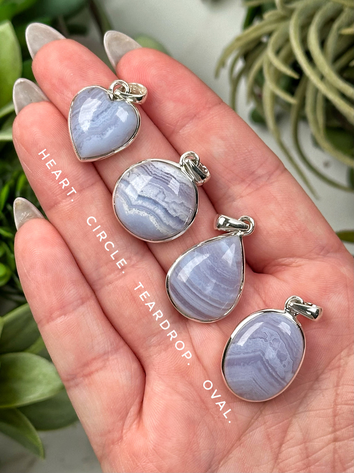 Blue Lace Agate Pendants - Throat Chakra - No. 56