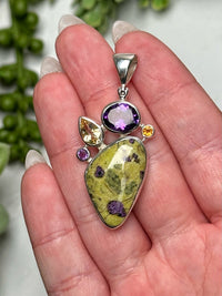 Atlantisite with Citrine and Amethyst Pendant - #1