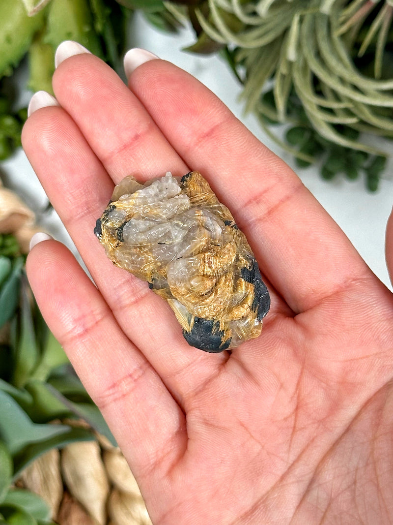 Golden Rutilated Quartz Dragon - #1