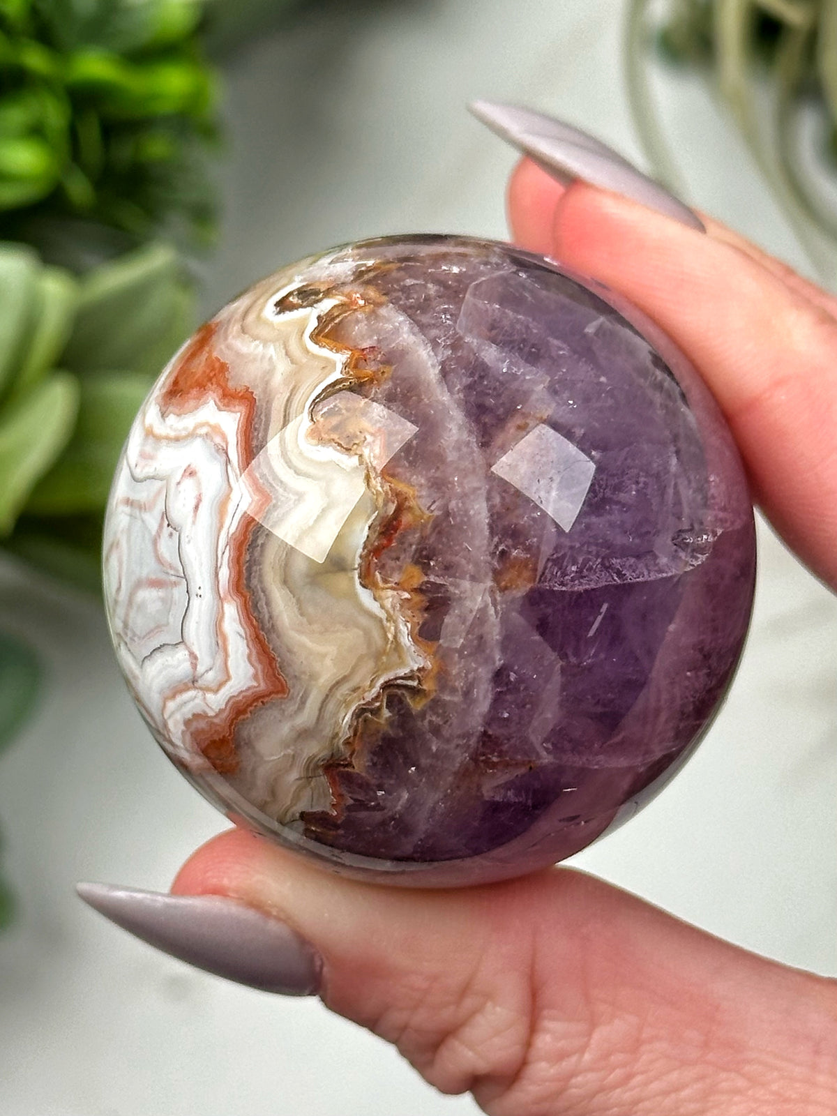 Crazy Lace Agate Amethyst Sphere - #10