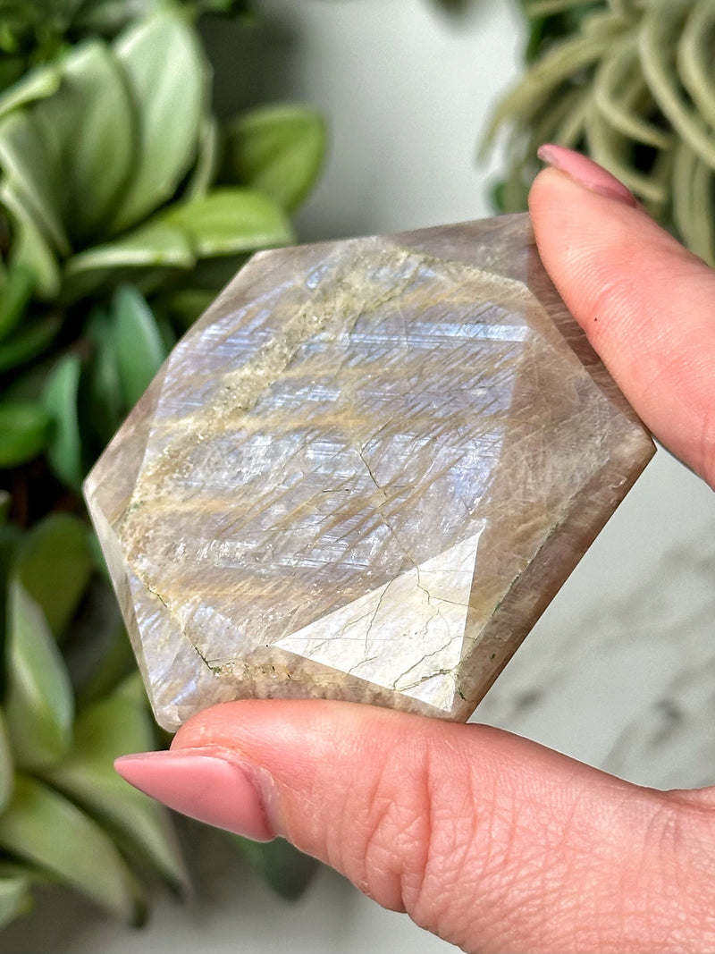 Moonstone with Sunstone Hexagon - #10