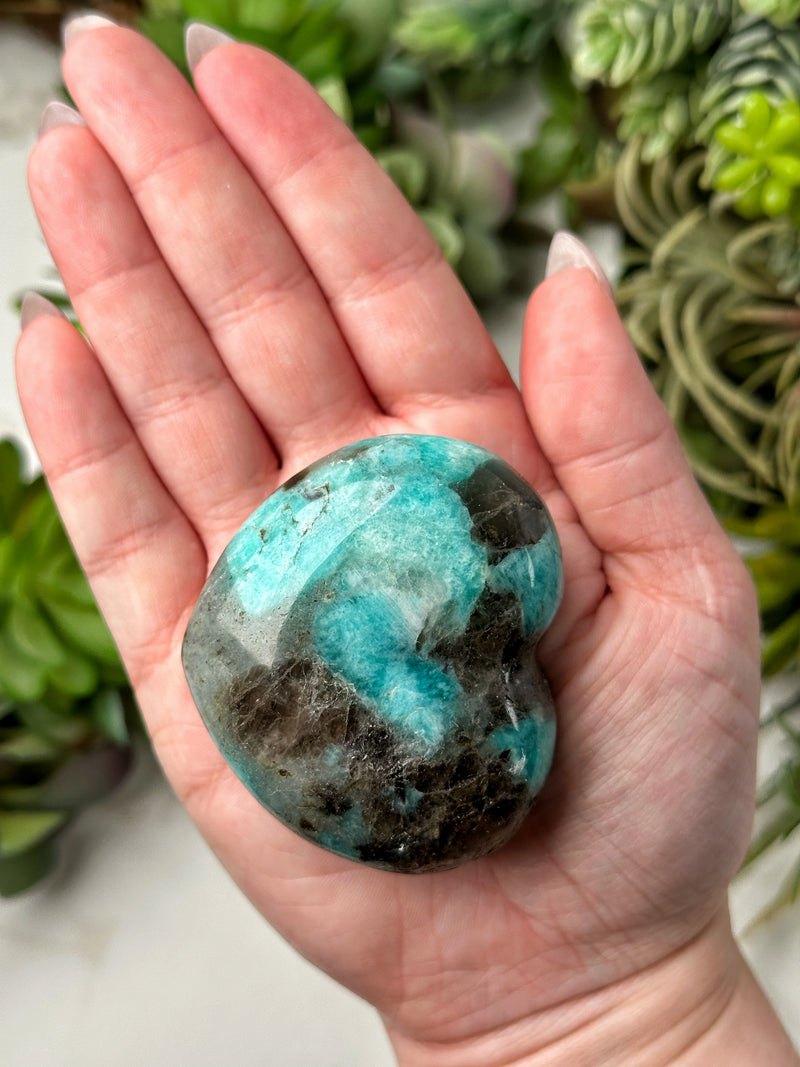 Smoky Amazonite Heart - #14