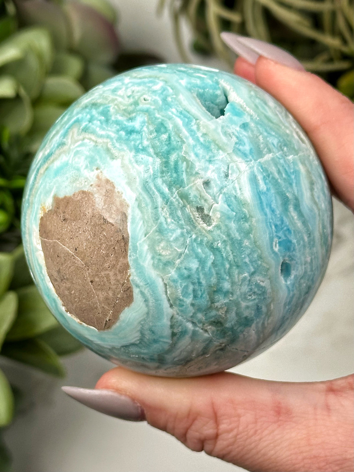 Blue Aragonite Sphere - #4
