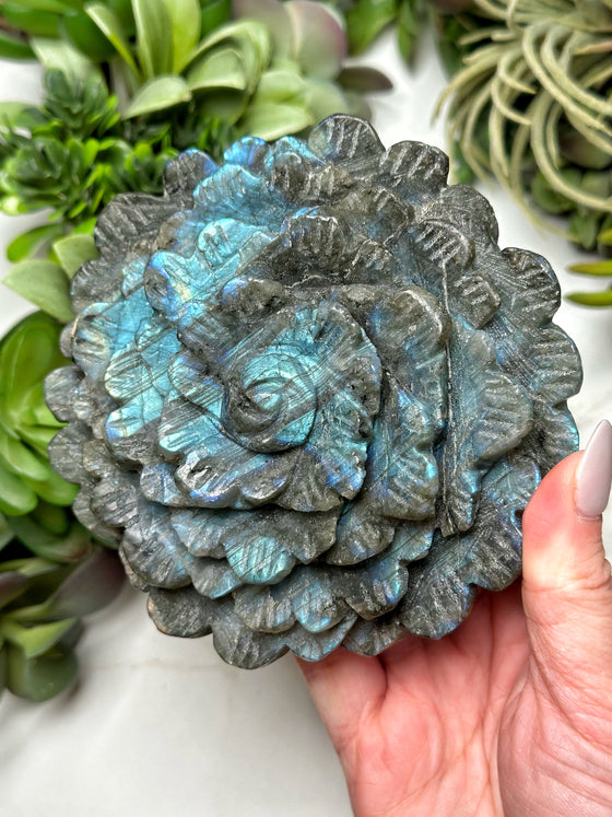 Labradorite Flower Carving - #8