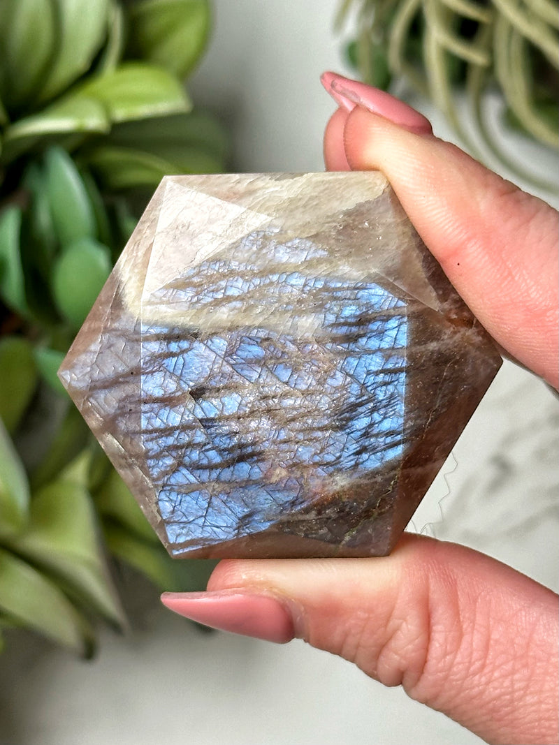 Moonstone with Sunstone Hexagon - #12