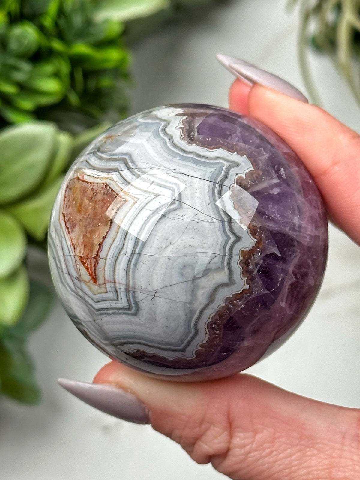 Crazy Lace Agate Amethyst Sphere - #11