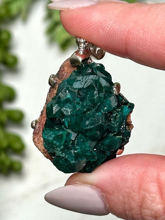 Raw Dioptase Pendant - #2