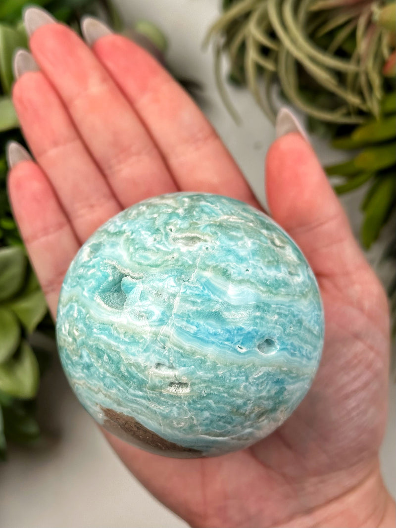 Blue Aragonite Sphere - #4