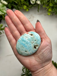 Blue Aragonite Palmstone - #1