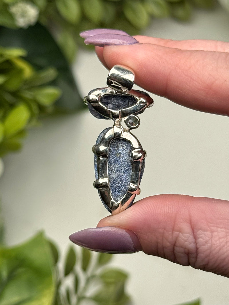 Dumortierite in Quartz Pendant - #1