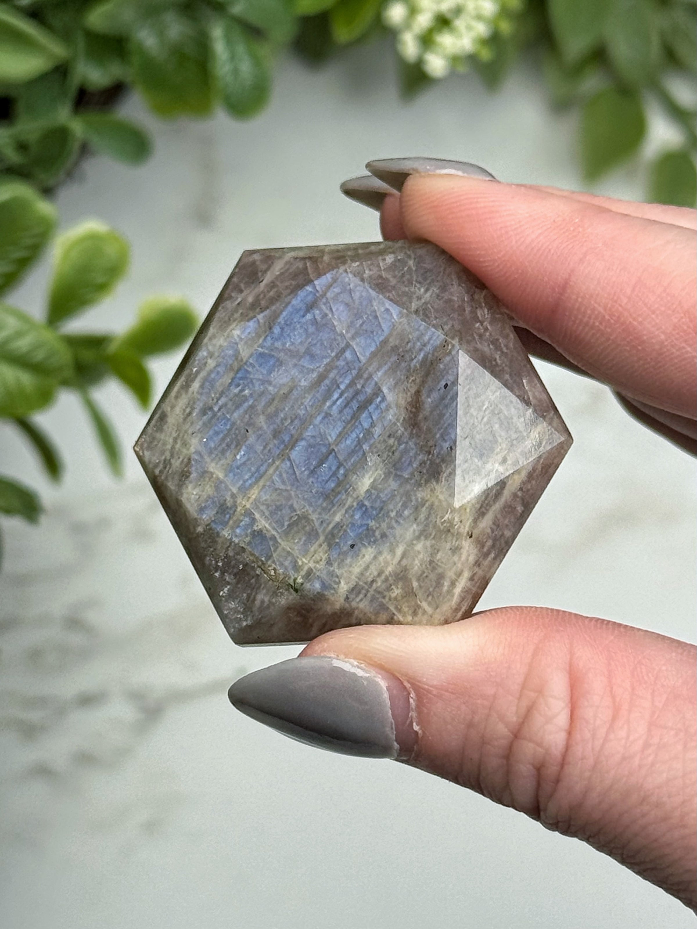 Moonstone with Sunstone Hexagon - #13