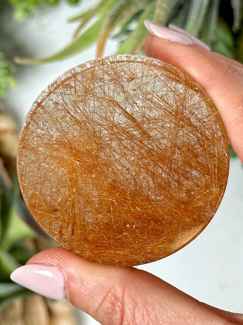 Copper Golden Rutilated Quartz Disc - #1