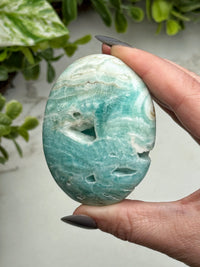Blue Aragonite Palmstone - #2